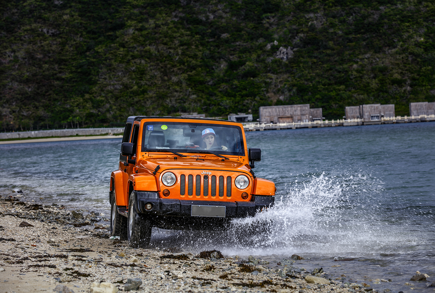 陈露驾越野车海边拍写真 集野性优雅于一身(组图)
